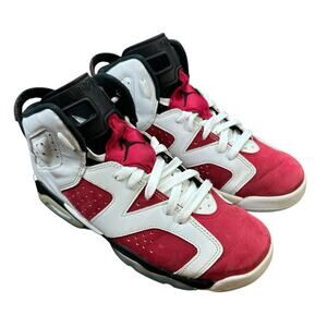 Nike Boys Air Jordan 6 Red Basketball Shoes Sneakers Size 6.5Y - 384665-160